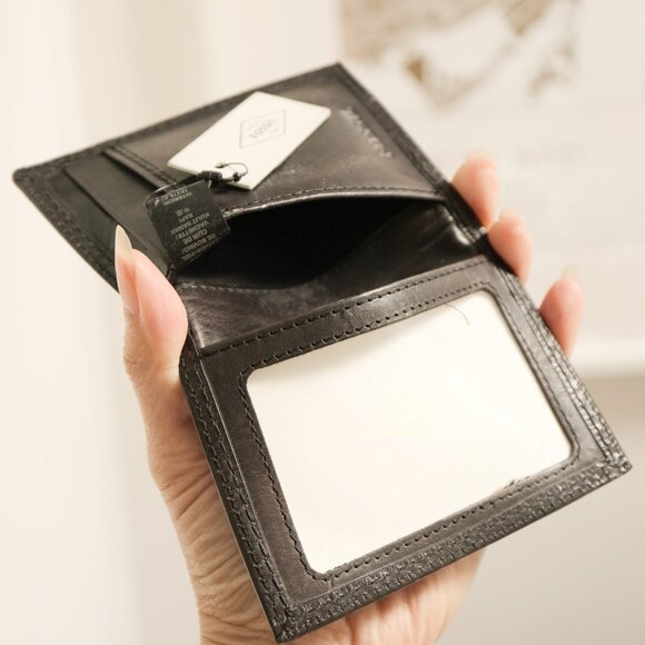 FOSSIL Dark Brown Leather Folding Card Case Wallet - Picture 6 of 6